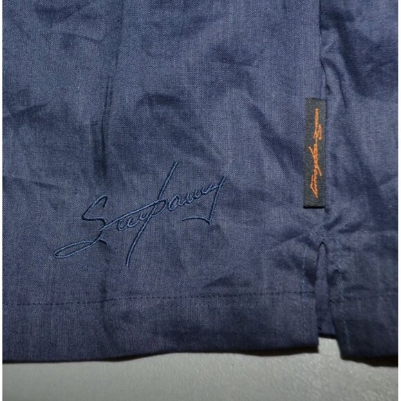 NWT Steve Harvey Classic Linen Blue Short Sleeve Button Up Camp Shirt Size XL - Picture 5 of 10